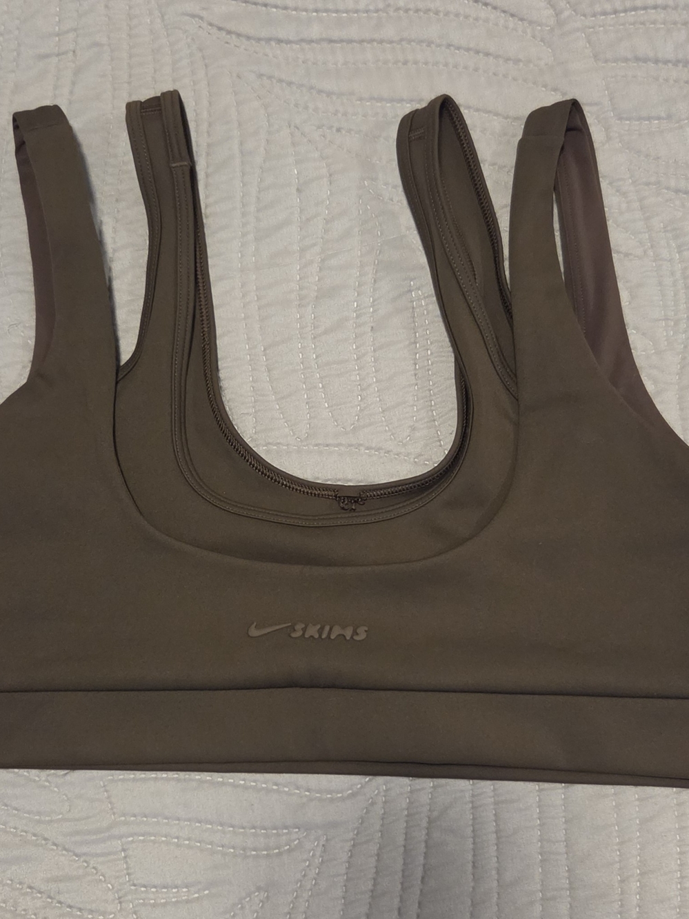 Nike x Skims Double Strap Scoop Bra Dark Sepia Brown Size XL NWT
